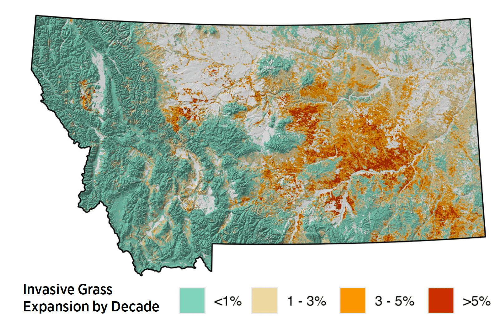 map of Montana showing invasive annual grass spread